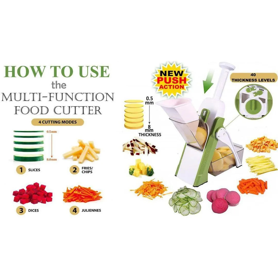 Multifunctional Adjustable Vegetable Slicer & Mandoline Cutter with Safety Handle