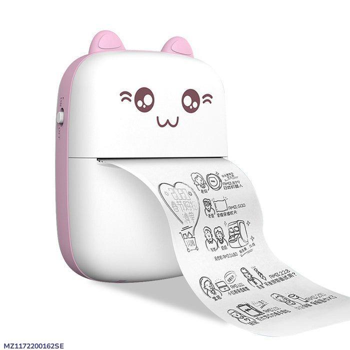 Cute Cat Mini Bluetooth Thermal Printer - Inkless Pocket Printer for Photos, Notes & Labels