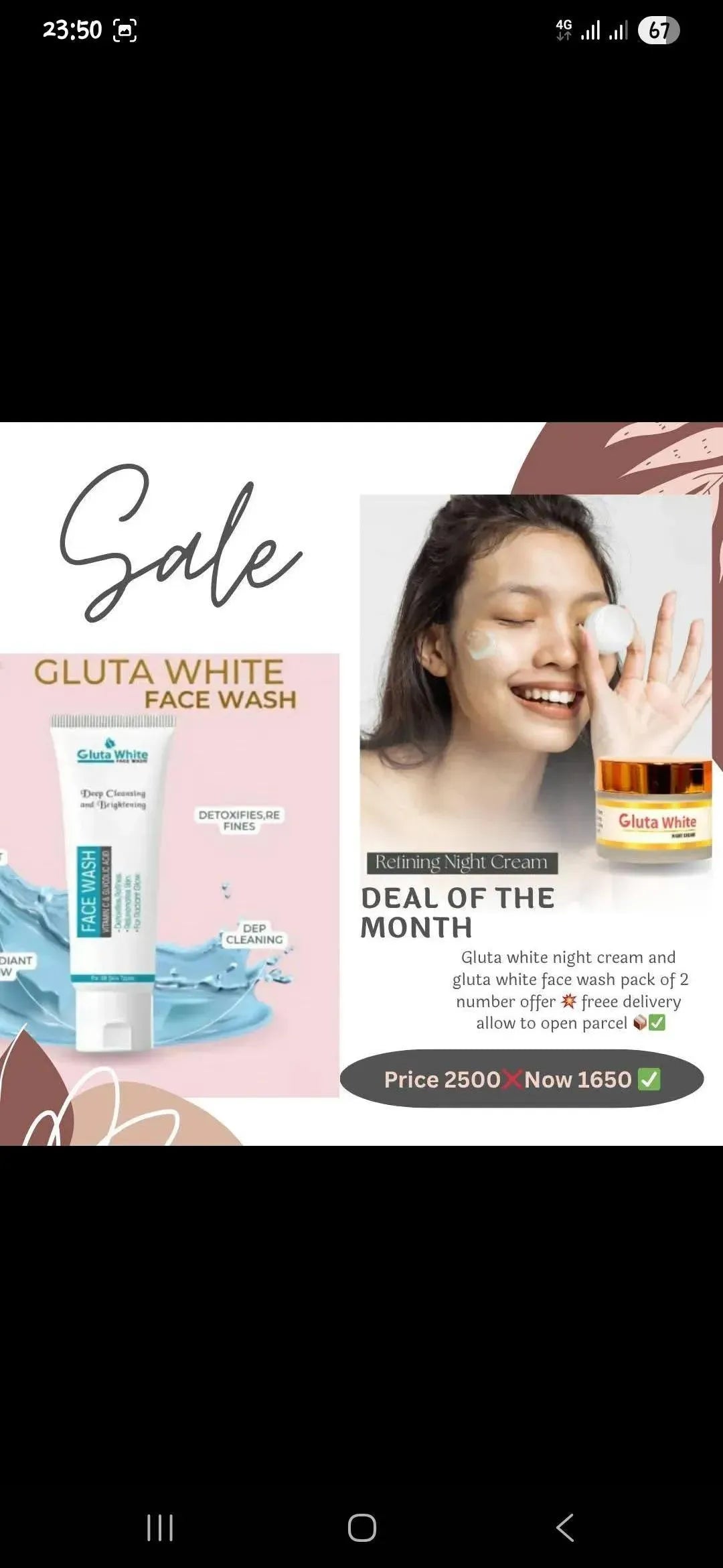 Gluta White Skin Brightening Combo | Deep Cleansing Face Wash + Whitening Night Cream