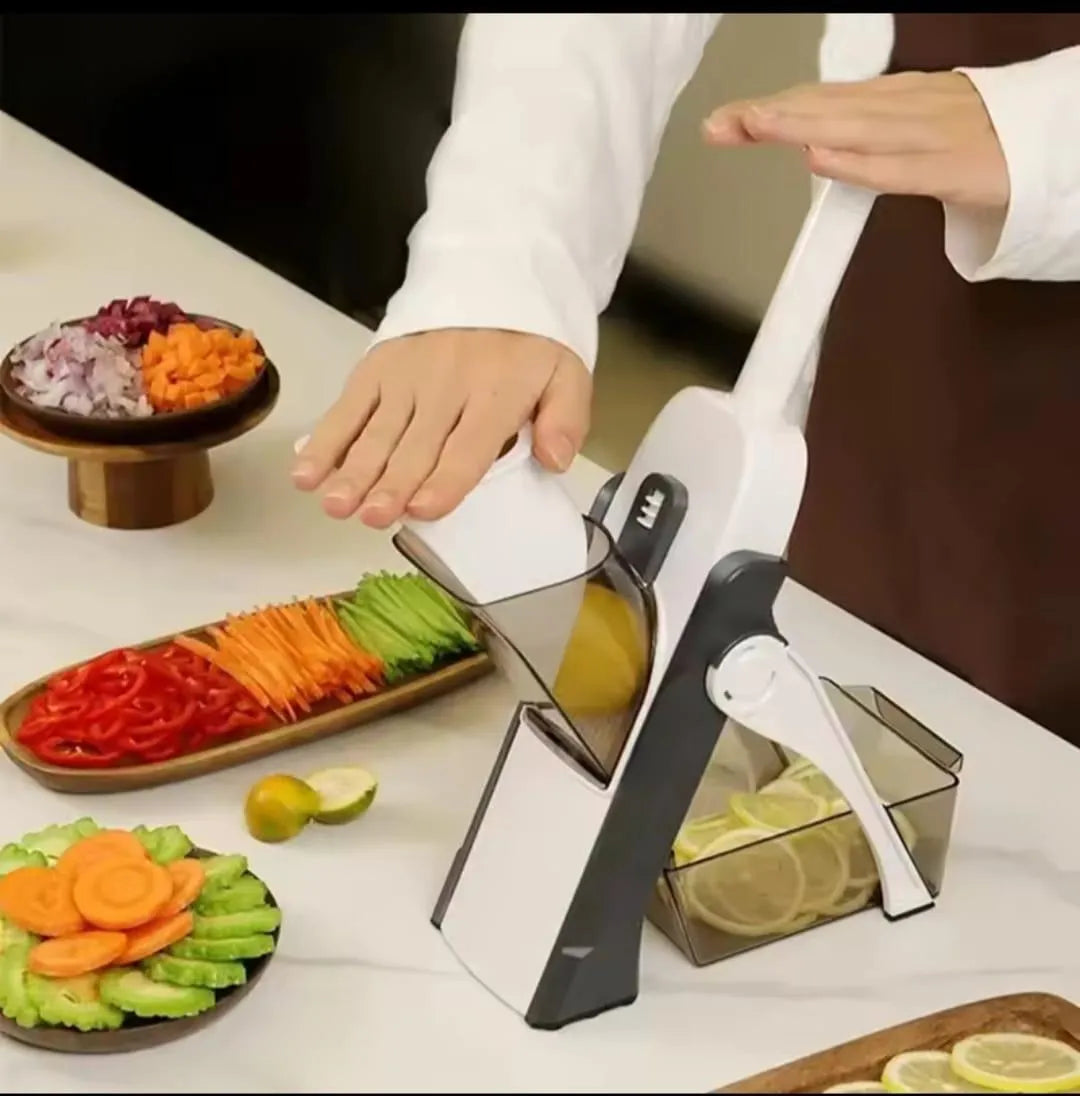 Multifunctional Adjustable Vegetable Slicer & Mandoline Cutter with Safety Handle