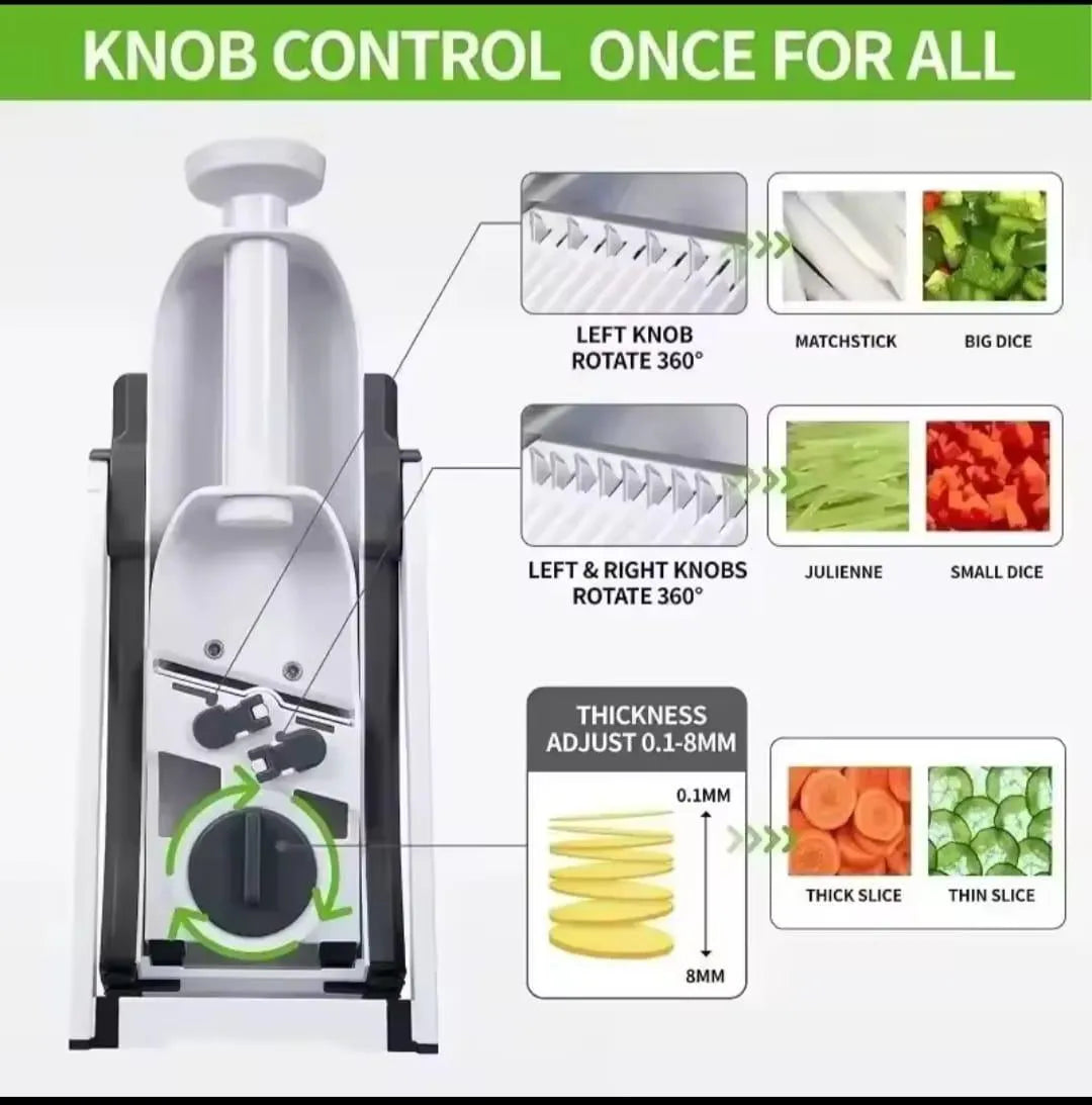 Multifunctional Adjustable Vegetable Slicer & Mandoline Cutter with Safety Handle