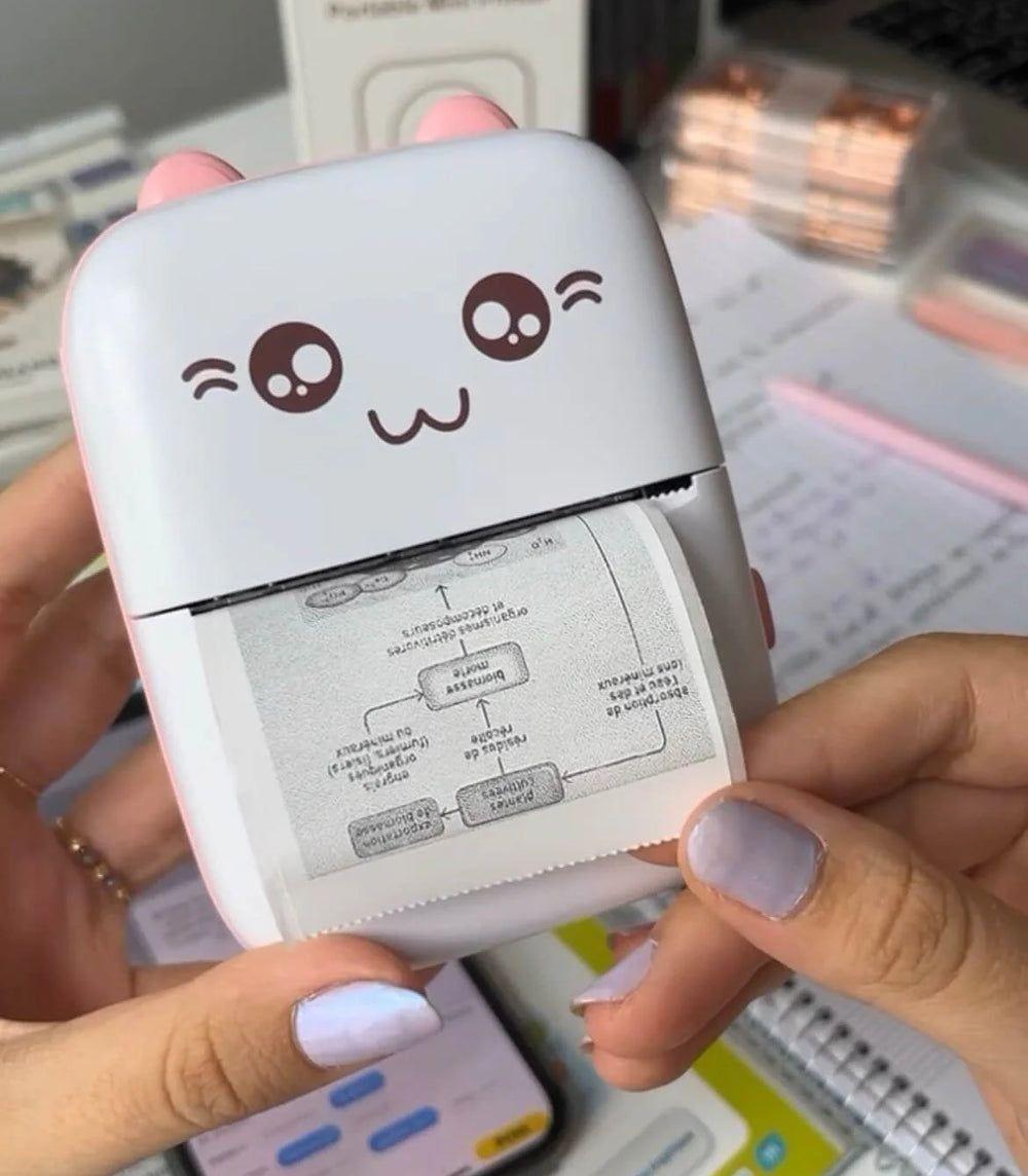 Cute Cat Mini Bluetooth Thermal Printer - Inkless Pocket Printer for Photos, Notes & Labels