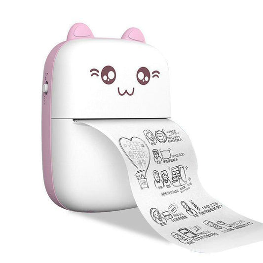 Cute Cat Mini Bluetooth Thermal Printer - Inkless Pocket Printer for Photos, Notes & Labels