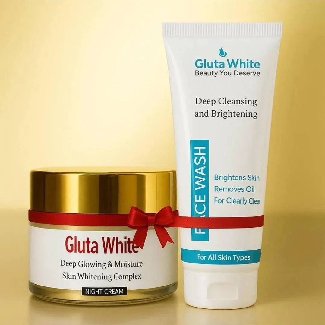 Gluta White Skin Brightening Combo | Deep Cleansing Face Wash + Whitening Night Cream