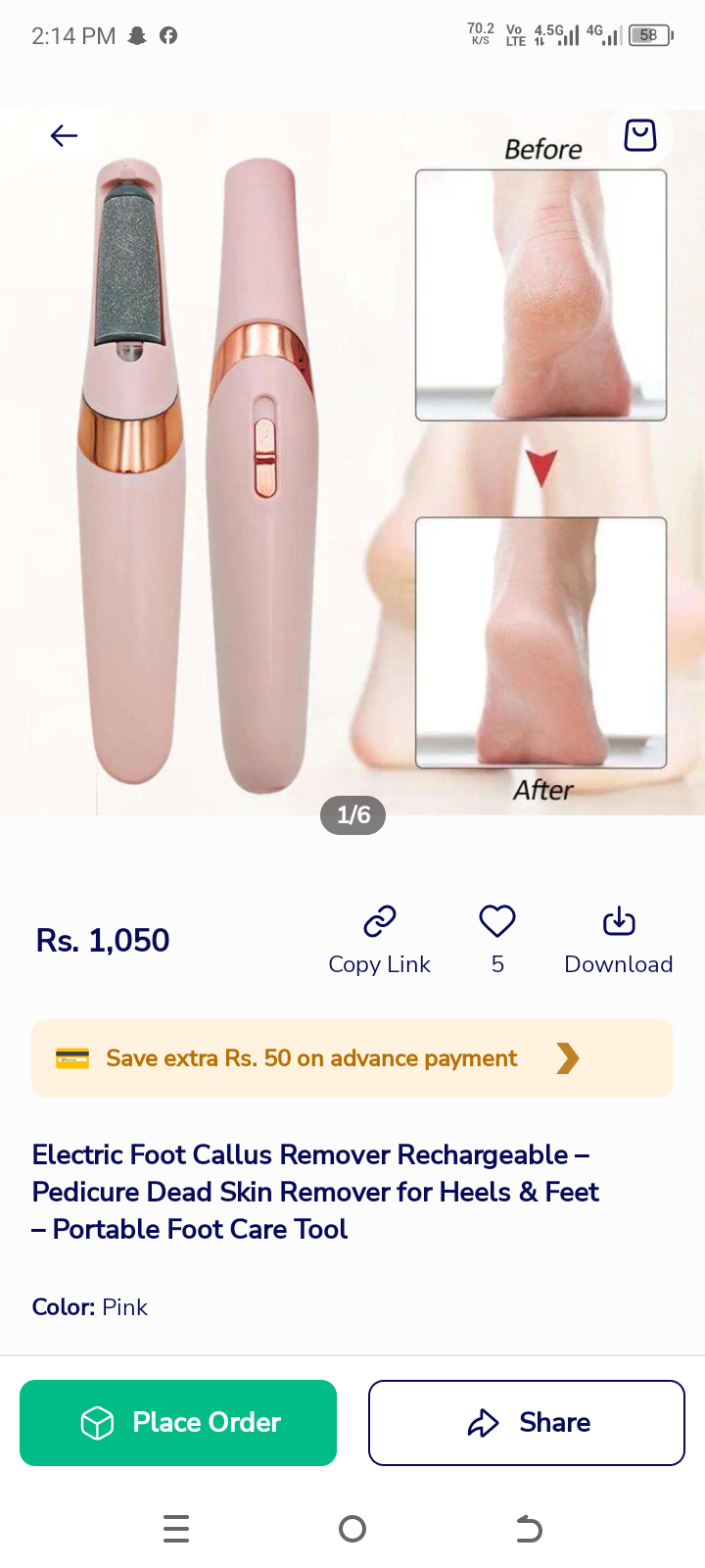 Rechargeable Electric Foot Callus Remover | Pedicure Tool for Cracked Heels & Dead Skin | Portable Foot Care Device - Pink