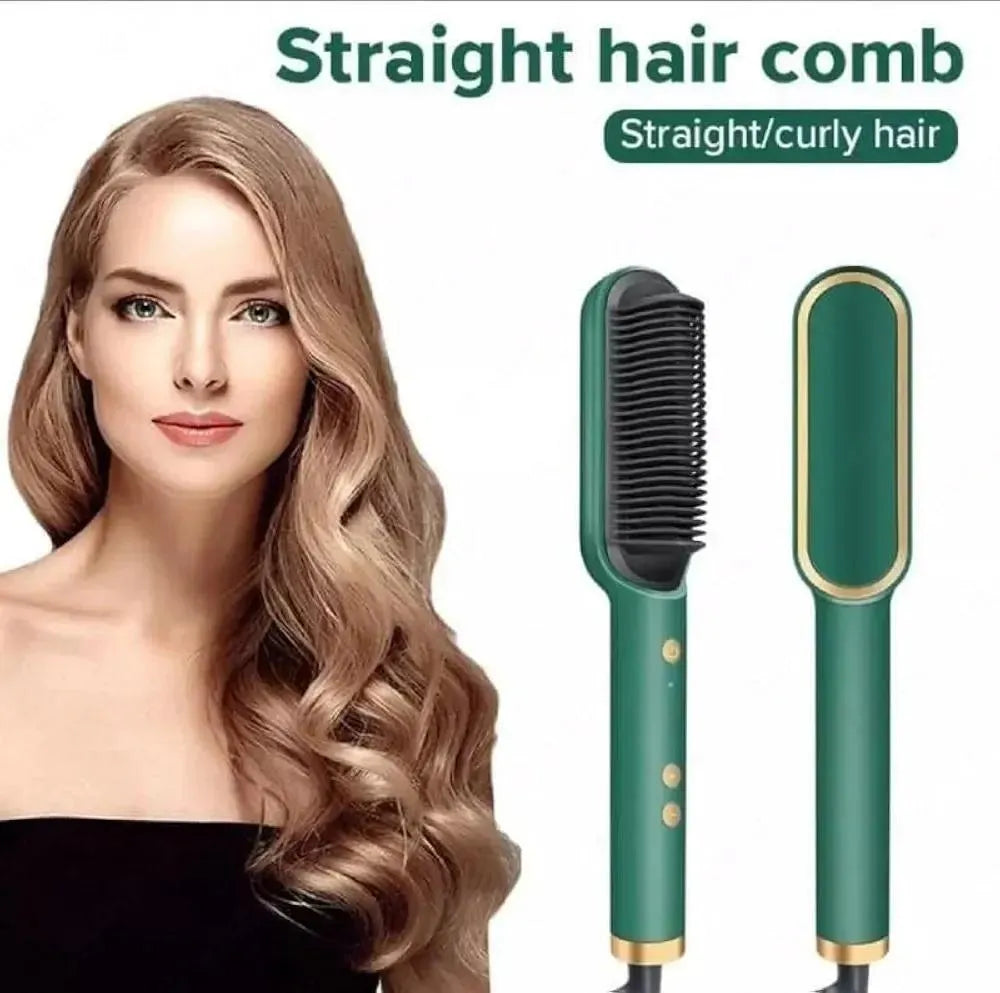 Corded Hair Straightener Brush - Green