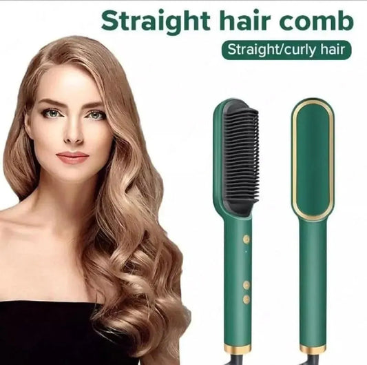 Corded Hair Straightener Brush - Green